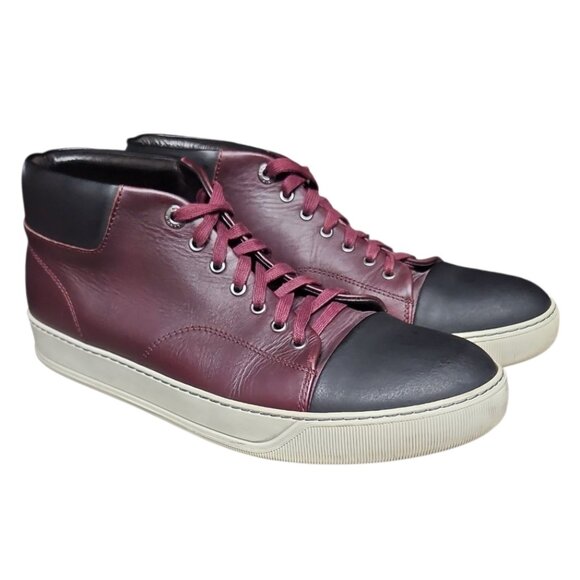 LANVIN | Maroon/Black High Top Sneakers in Size US 11 - Picture 1 of 6